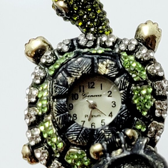 Turtle mother with baby on her back and green Iced out ring watch - Picture 6 of 7